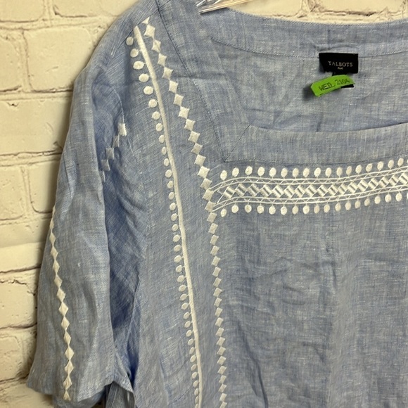 Talbots Plus Linen Peasant Top - Picture 2 of 11